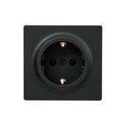 Розетка 1-м ОП LETO с заземл. ПБТ черн. бархат LEZARD 752-4200-122B