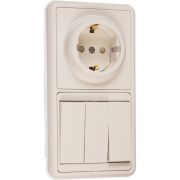 Блок БКВР-036 Бэлла (3-кл. выкл. + евророзетка с защ. шторками) бел. Кунцево 5847