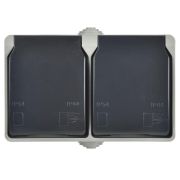 Розетка 2-м ОП Форс РСб22-3-ФСр 16А IP54 с заземл. с крышкой сер. IEK ERS22-K03-16-54-DC