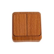 Выключатель 2-кл. ОП Этюд Дача 10А IP20 бук SE BA10-002T