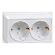 Розетка 2-м ОП Октава РСш22-3-ОБ 16А IP20 с заземл. защ. шторки бел. GENERICA ERO24-K01-16-DC