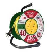 Удлинитель на катушке 4х40м без заземл. 6А IP20 1.3кВт Союз 481S-3104