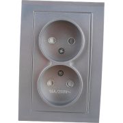 Розетка 2-м СП Бриллиант 16А IP20 без заземл. защ. шторки серебр. UNIVersal 7949773