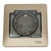 Розетка 1-м СП Glossa 16А IP44 с заземл. защ. шторки с крышкой в сборе титан SE GSL000448