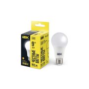 Лампа светодиодная A60 9Вт грушевидная 3000К тепл. бел. E27 810лм 230-240В IEK LLE-A60-9-230-30-E27