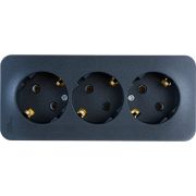 Розетка 3-м ОП Blanca 16А IP20 250В с заземл. без защ. шторок с изолир. пластиной антрацит SE BLNRA010316