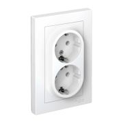 Розетка 2-м СП AtlasDesign 16А IP20 с заземл. в сборе бел. SE ATN000124