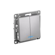 Выключатель 2-кл. СП AtlasDesign 10А IP20 (сх. 5а) 10AX с подсветкой механизм алюм. SE ATN000353