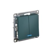 Выключатель 2-кл. СП AtlasDesign 10А IP20 (сх. 5а) 10AX с подсветкой механизм изумруд SE ATN000853