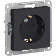 Розетка 1-м СП AtlasDesign 16А IP20 с заземл. защ. шторки механизм карбон SE ATN001045