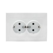 Розетка 2-м СП Валенсия 16А IP20 с заземл. защ. шторки бел. PROxima EKF EWR16-128-10