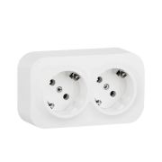 Розетка 2-м ОП Quteo 16А IP20 250В 2х2P+E с заземл. защ. шторки бел. IEK 782237