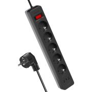 Удлинитель с сетевым фильтром 5х1.8м с заземл. 10А IP20 2.2кВт 2хUSB 3х0.75 с предохранителем КОСМОС FKsm1.8m-5g(B)USB