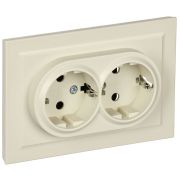 Розетка 2-м СП BRITE РС12-3-БрКр 16А в сборе с заземл. без защ. шторок беж. IEK BR-R21-16-K10-F