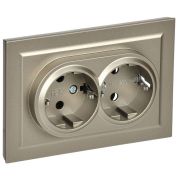 Розетка 2-м СП BRITE РС12-3-БрШ 16А в сборе с заземл. без защ. шторок шампань IEK BR-R21-16-K37-F