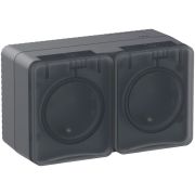 Розетка 2-м ОП AtlasDesign PROFI 16А IP54 заземл. защ. шторки антрацит SE ATN544026