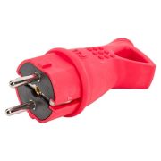 Вилка электрическая 1ф 16А 250В IP44 с заземл. с ушком каучук красн. (еврослот) UNIVersal 3071