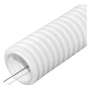 Труба гофрированная ПЛЛ легкая d16мм с протяжкой безгалоген. (HF) (НГ) бел. (уп.100м) Промрукав PR02.0214