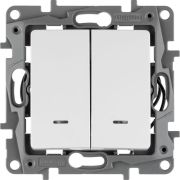 Выключатель 2-кл. СП Etika 10А IP20 250В 10AX с подсветкой/индикацией безвинтов. зажимы механизм бел. IEK 672204