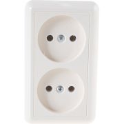 Розетка 2-м ОП Оптима РА10-373 10А IP20 без заземл. с монтаж. пластиной сл. кость Кунцево 8037