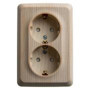 Розетка угловая 2-м ОП Этюд 16А IP20 250В с заземл. защ. шторки сосна SE PA16-108D