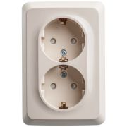 Розетка угловая 2-м ОП Этюд 16А IP20 250В с заземл. защ. шторки крем. SE PA16-108K