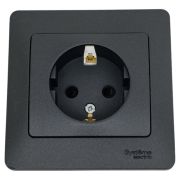 Розетка 1-м СП 1мод. Glossa 16А IP20 с заземл. защ. шторки в сборе антрацит SE GSL000744