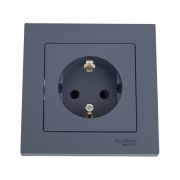 Розетка 1-м СП AtlasDesign 16А IP20 с заземл. защ. шторки в сборе грифель SE ATN000744