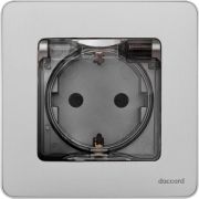 Розетка 1-м СП Inspiria 16А IP44 250В 2P+E защ. шторки с крышкой немецк. стандарт механизм алюм. IEK 673742