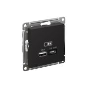 Розетка USB AtlasDesign тип A+C 45Вт QC PD высокоскор. ЗУ механизм карбон SE ATN001029