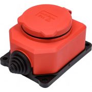 Розетка настенная 1-м 1ф «КОМПАКТ» с загл IP44 16А каучук красный UNIVersal 3075